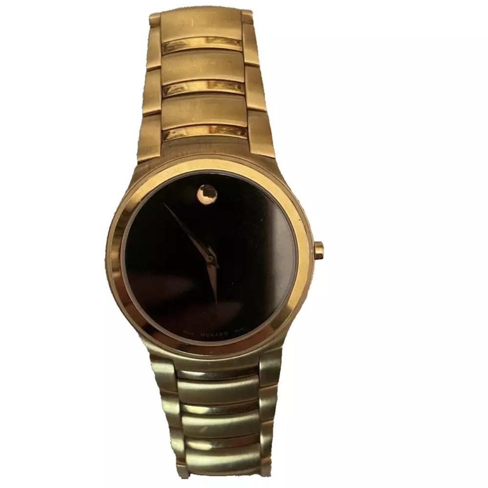 Movado Masino Black Dial Quartz 40mm Gold-Tone Men's Wristwatch - Museum